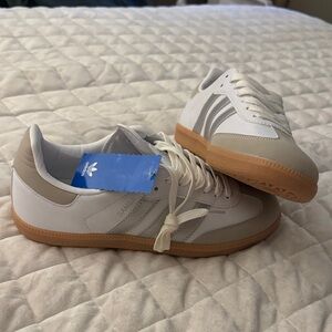 Adidas Women's White and Tan Sneakers